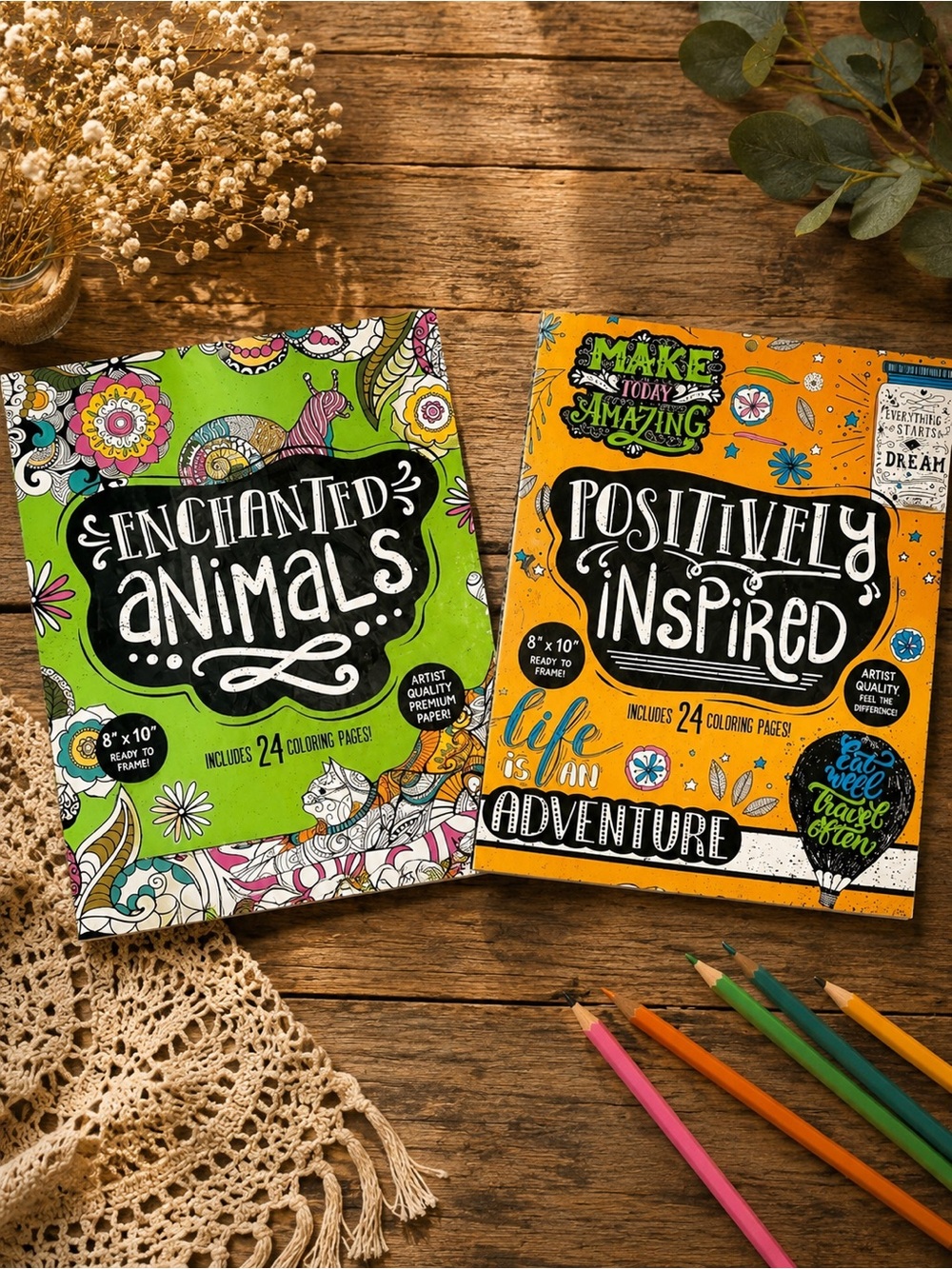 Positively Inspired & Enchanted Animals Coloring Book Set